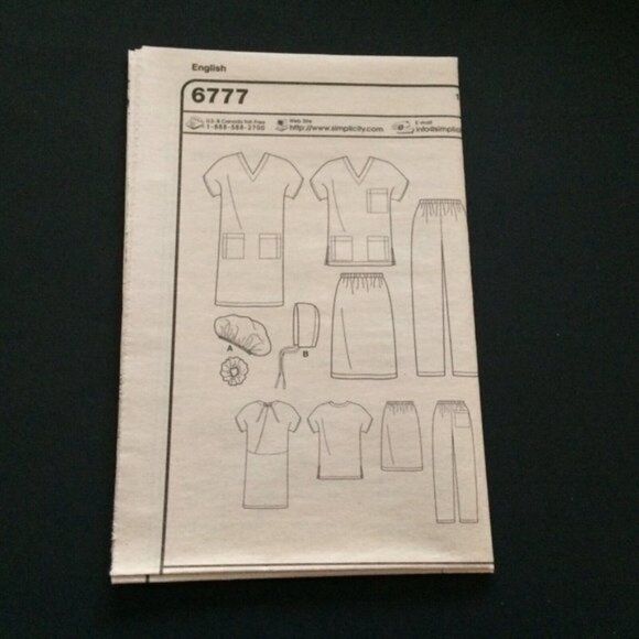 New Look 6777 Unisex Scrubs Pattern Uncut Chest 34-48" Top Pants Hat Skirt Dress - Picture 12 of 12